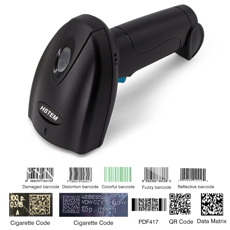 HSTEM 1D 2D Barcode Scanner Handheld 2.4G Bluetooth Wireless USB Wired Bar Code Reader Support For Data Matrix PDF417 QR Code