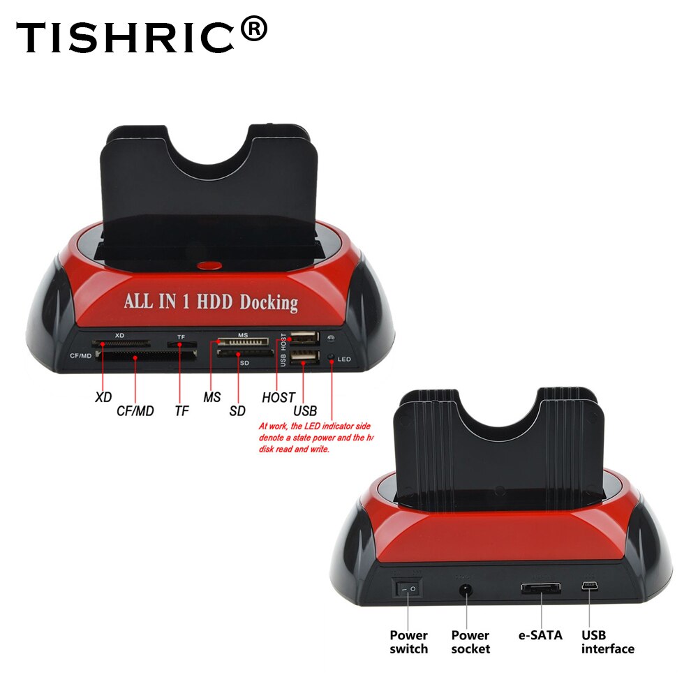 Tishric estação de encaixe hdd, tudo em 1, adaptador usb 2.0/3.0 para disco rígido 2.5/3.5 unidade doca estação de encadernação dura