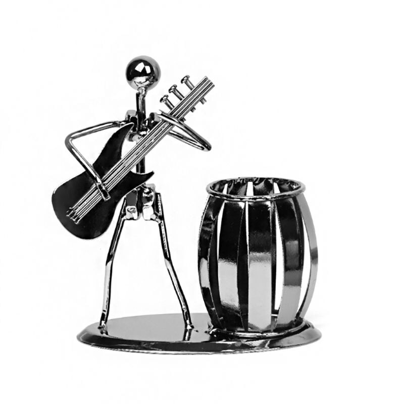 Metal Music Player Musician Pen Pencil Holder Desktop Storage Organizer Brush Pot Ornament