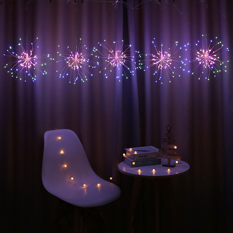 5/10pcs Hanging Sphere Lights LED Starburst Light EU US Plug Waterproof Fairy Lights Copper Wire Lights Christmas Decoration