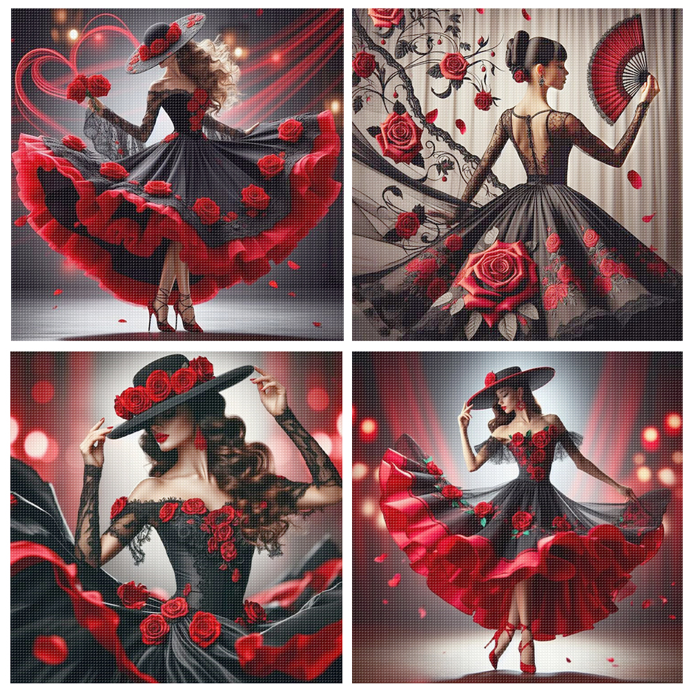 Täysi kirjonta ekopuuvillalanka 11ct painettu tyttöjen ristipistopakkaus taidetta