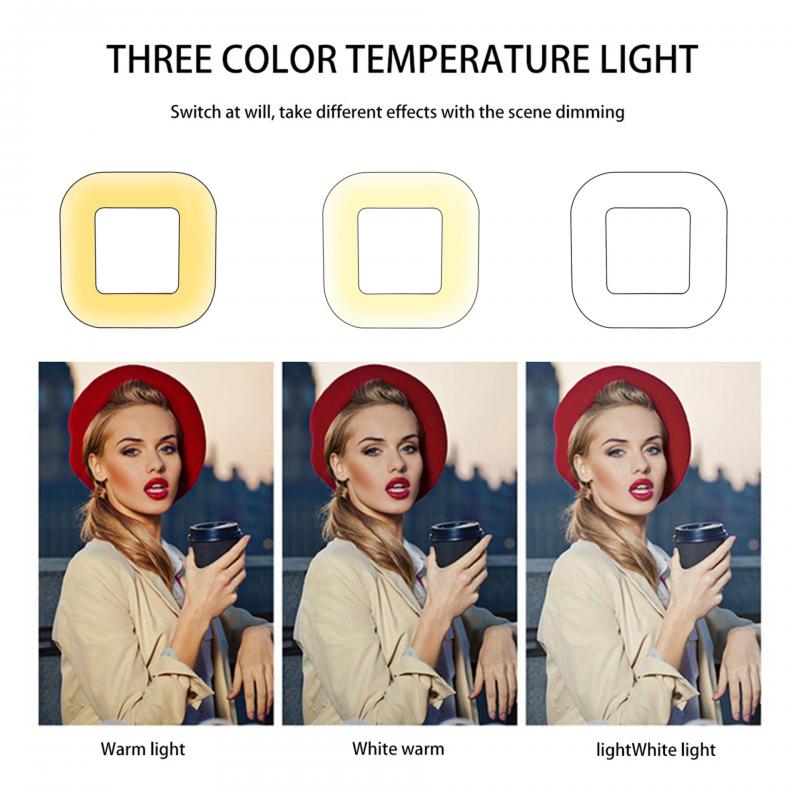 Square Fill Lamp Light With Tripod Stand Selfie Fill Light Multi-range Adjustment Girl Night Darkness Beauty Enhancing Light
