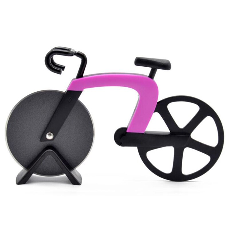 Bicycle Pizza Cutter Wheel Stainless Steel Plastic Bicycle Roller Pizza Cutter Slicer Kitchen Gadget Pizza Cutter Pizza Chopper: Purple (B style)