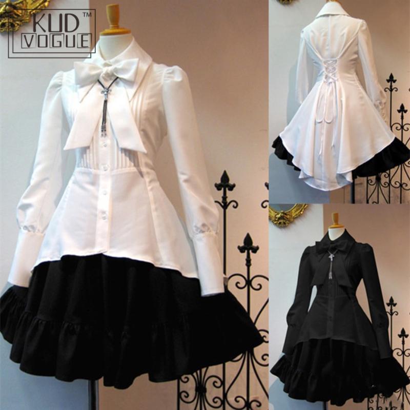 Lolita JSK robe chemise ensemble fille Kawaii femmes haut bretelles gothique thé fête doux Vestidos victorien mignon longue Loli robe pour les femmes