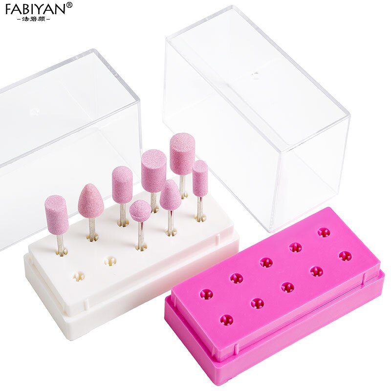 Nail Art Drill Bit Acrylic Holder Case Organizer Storage Box Manicure Container Exhibition Stand For Display Tool 10 Holes
