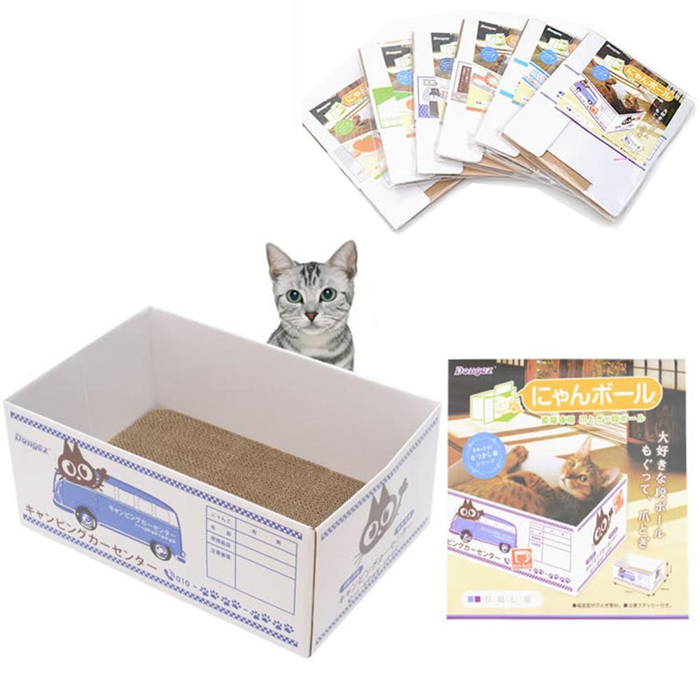 Nido de papel corrugado para gato, cama de cartón para gatos, cartón para rascar, divertida casa para gatos, caja de cartón plegable resistente al desgaste