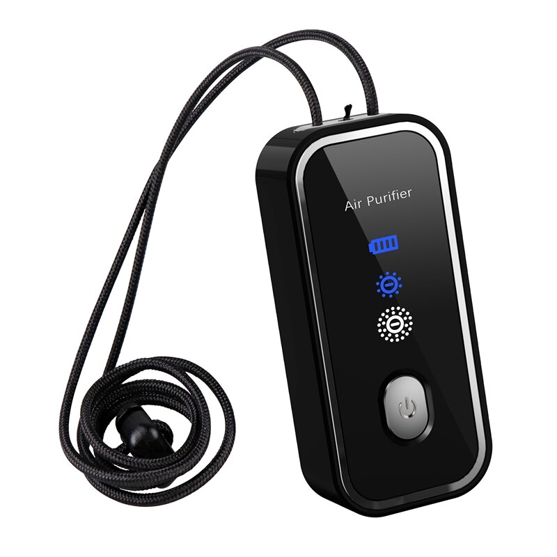 120 milioni di ioni negativi indossabili personali mini portatile 800MAH batteria collana auto appeso collo purificatore d'aria: nero