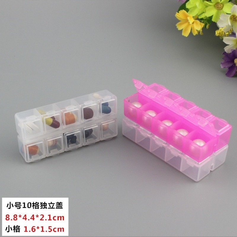 1Pc Container Case Pillendoosje Splitters 10Grids Wekelijkse Tablet Pil Geneeskunde Box Houder Organizer
