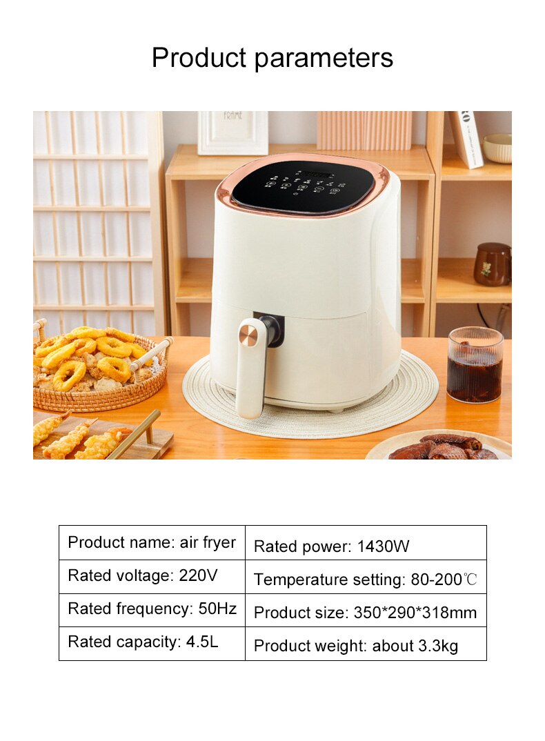 DMWD 4.5L Electric Fryer Multi-Functional Healthy Food Cooker Timer Oven Low Fat Oil Free Chicken Grilling Deep Fryer
