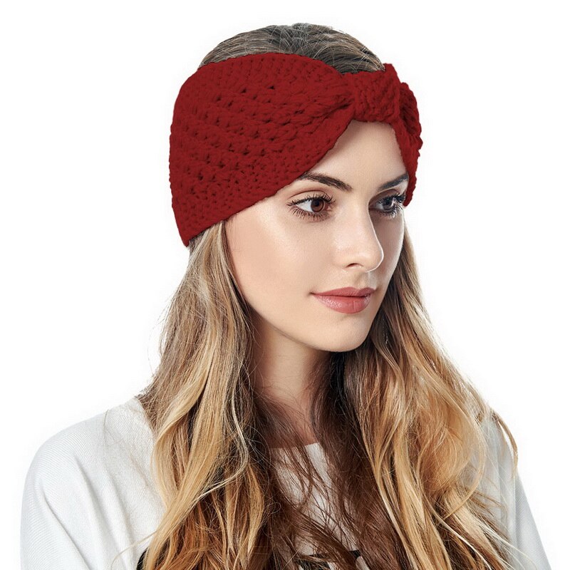 Neue Winter Gestrickte Elastische Stirnbänder Turban Für Frauen Mädchen Stricken Wolle Haarband Häkeln Bogen Breite Stirnbänder Haar Zubehör: 1