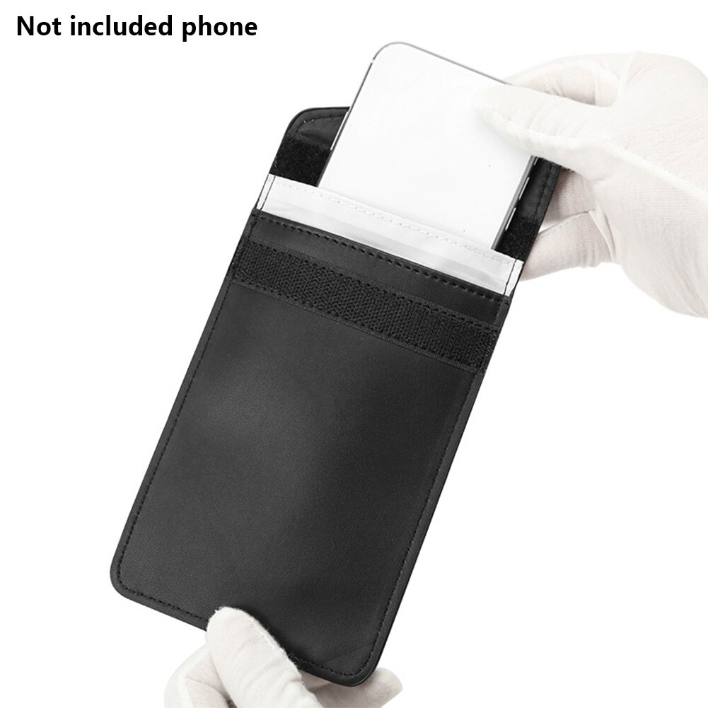 Signalblokkerende pu-skinn svart forseglet med rfid-skjold lommebok svindelbeskyttelse faraday bag pose bilnøkkel mobiltelefon bærbar