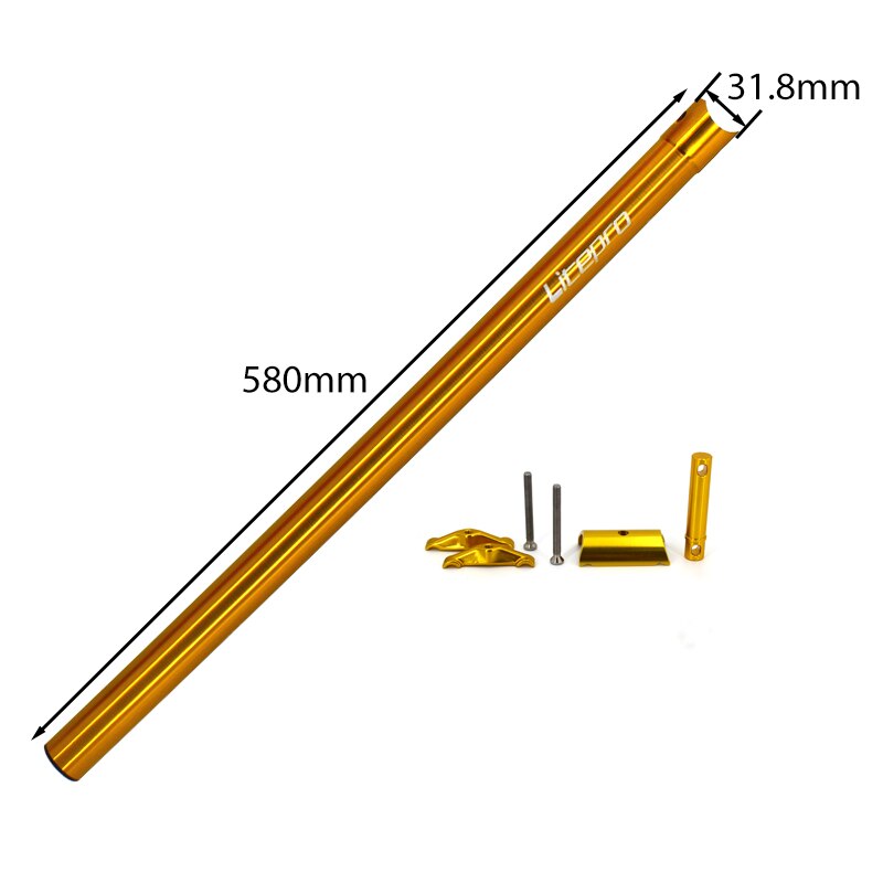 Litepro Hopfällbar Cykel Sadelstolpe Ultralätt - 31.8mm x 580mm - CNC Aluminiumlegering: 31.8 x 580mm guld