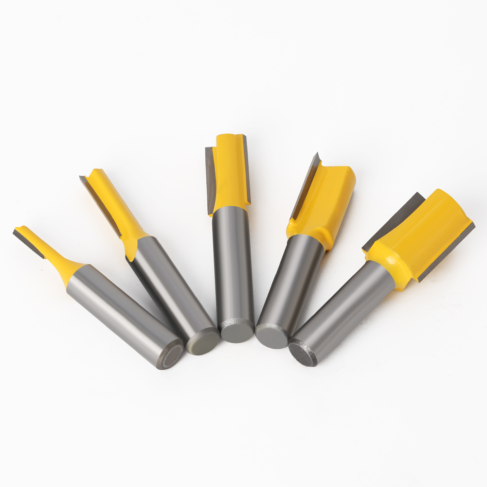 5PCS 8mm Shank Straight Woodworking Router Bit Set Carpenter Milling Cutter 3/6/10/12/16mm Cutting Diameter