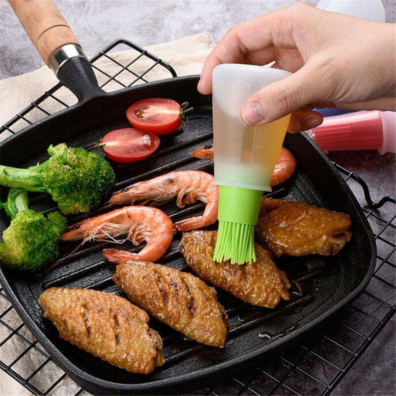 1 Pcs Portable Silicone Oil Bottle Brush Grill Oil Brushes Liquid Oil Pastry Baking BBQ High-temperature Resistance Kitchen Tool
