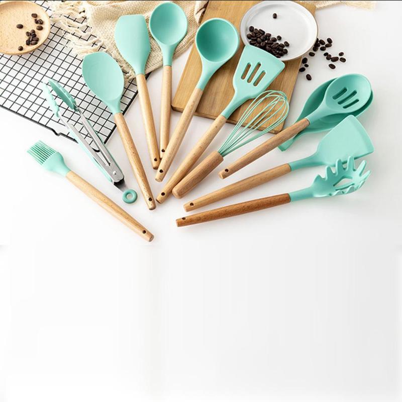 12PCS Silicone Kitchenware Cooking Utensils Set Heat Resistant Kitchen Non-Stick Cooking Utensils Baking Tools With Storage Box