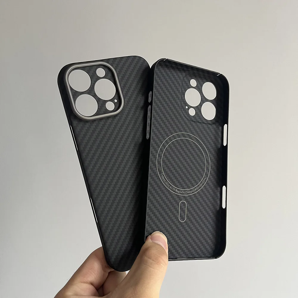 Funda de fibra de carbono para IPhone 16 pro Max, funda de teléfono ultrafina de fibra de aramida ligera para IPhone 16 Pro/16: ABS / Rosa
