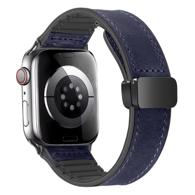 Siliconen + lederen band voor Apple Watch Band 49mm 44/42/45/38/40/41mm accessoires armband voor iWatch Ultra Series 9 8 7 SE 6 5: S / SMOKEY MAUVE