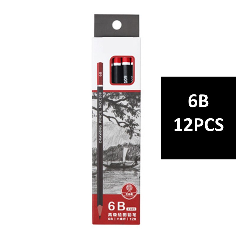 12 PCS/Pack Drawing Set Pencil Stationery Store Office School Art Supplies Painting Sets For Artist`s Tools: 6B