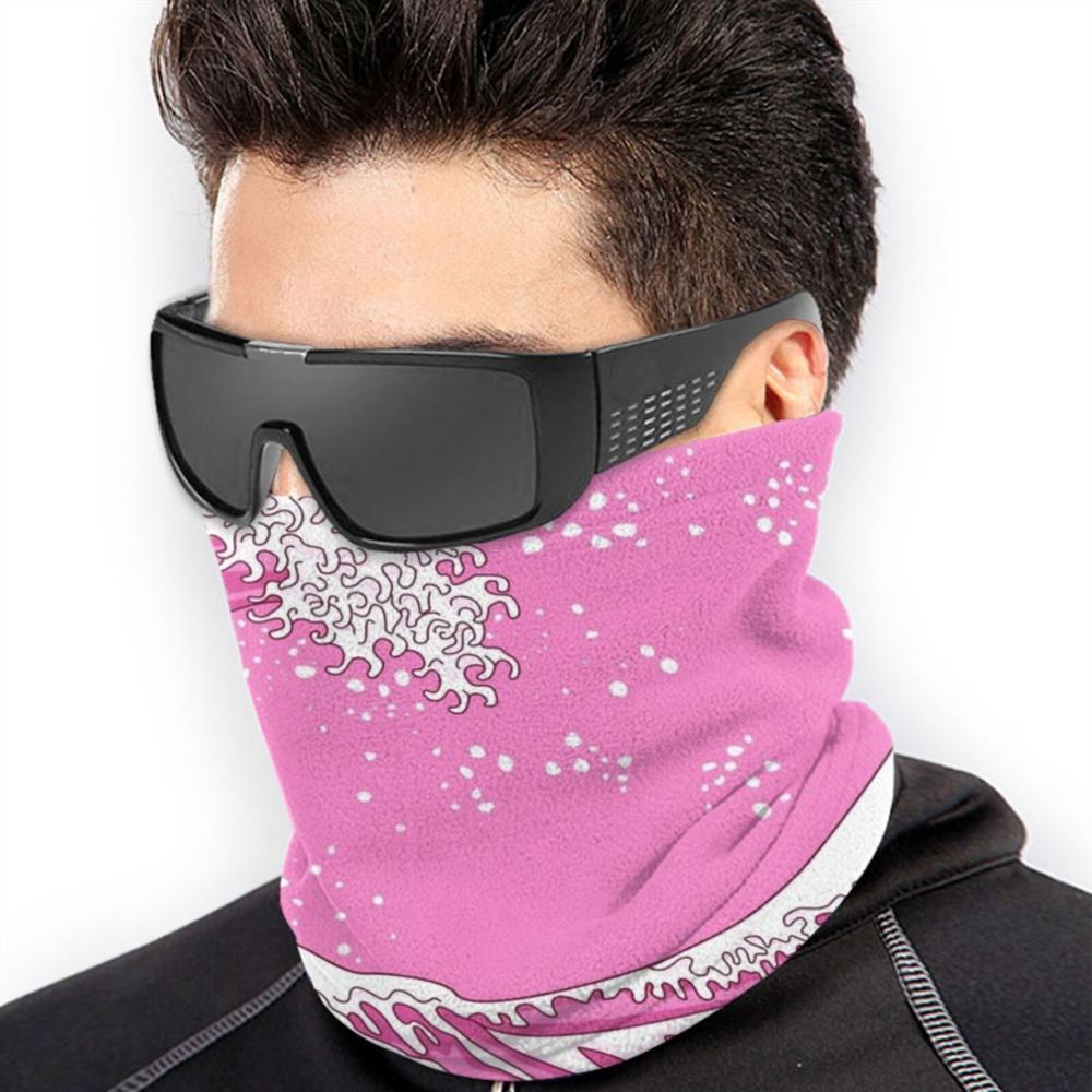 Pañuelo rosa de La Gran Ola, bufanda para mascarilla, calentador de cuello, tocado rosa, Pastel, gran ola, Kanagawa