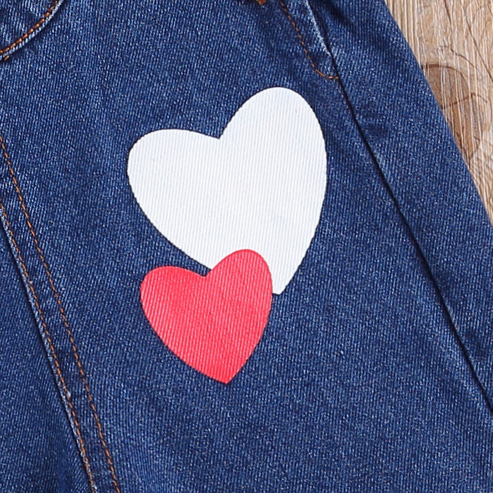 automne automne 0-12M Todder bébé garçon fille coeurs imprimer Denim poches jarretelles pantalon jean boutons pantalon 2 couleurs