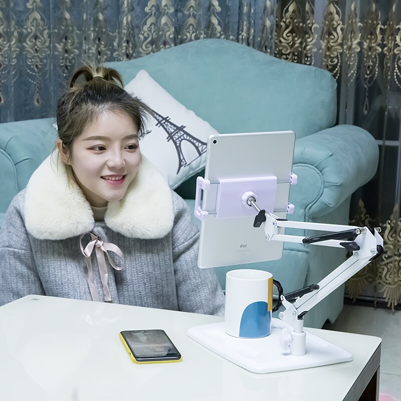 Verstelbare tabletstandaard met lange arm, beddesktop, metalen beugel voor ipad pro 11 mini-tablets