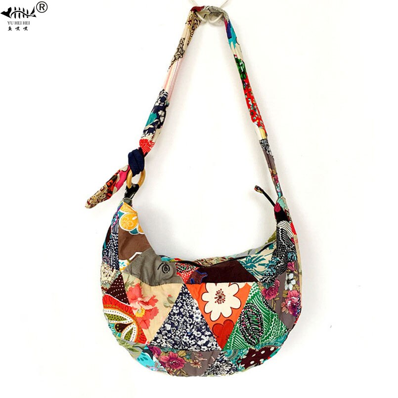 Sac à bandoulière Hippie en coton bohème pour femmes, sacoche à bandoulière Hobo, pur fait à la main