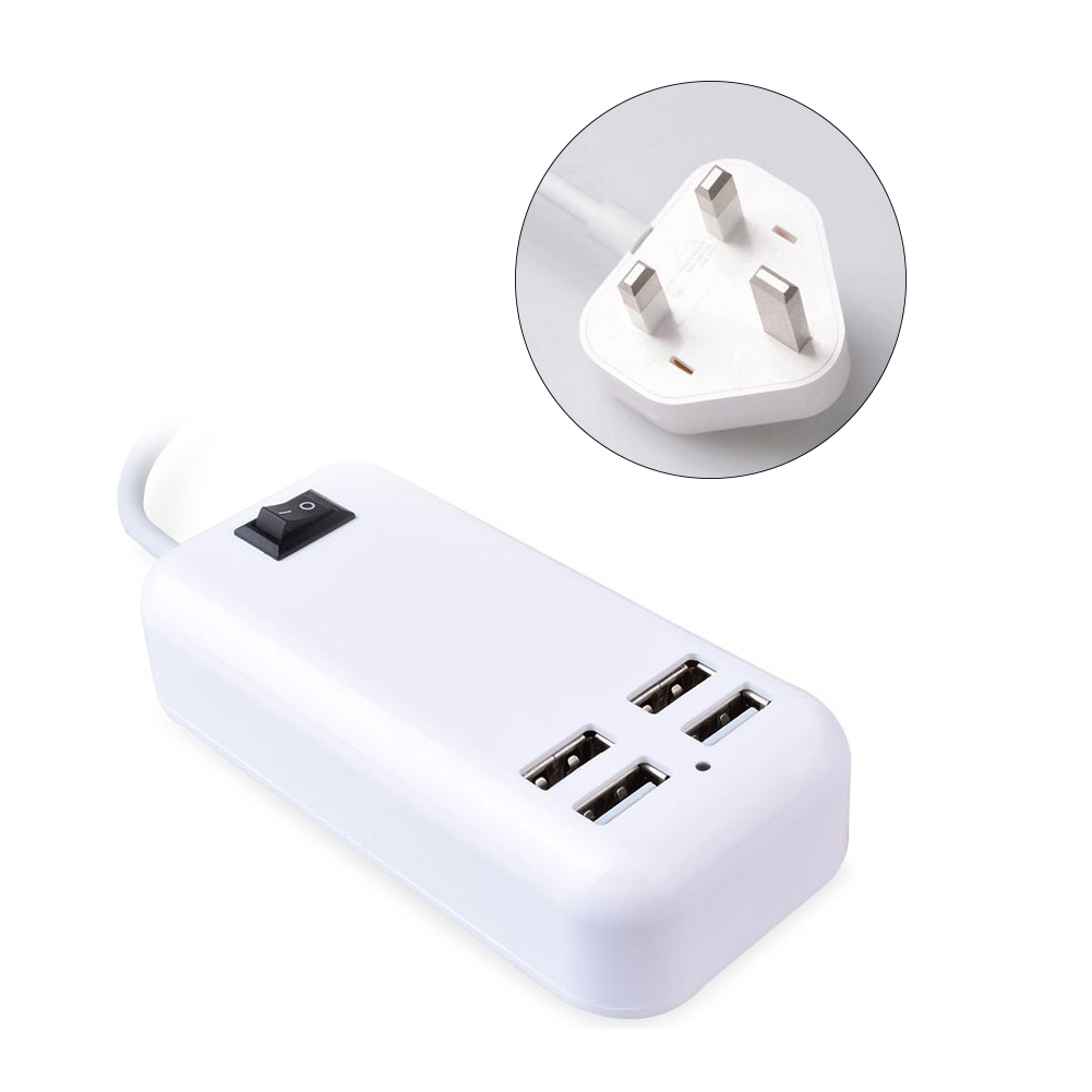 4USB Poorten Telefoon Oplader Hub 25W 5A Desktop Eu/Us/Uk Plug Stopcontact Opladen Uitbreiding Socket power Adapter Voor Iphone