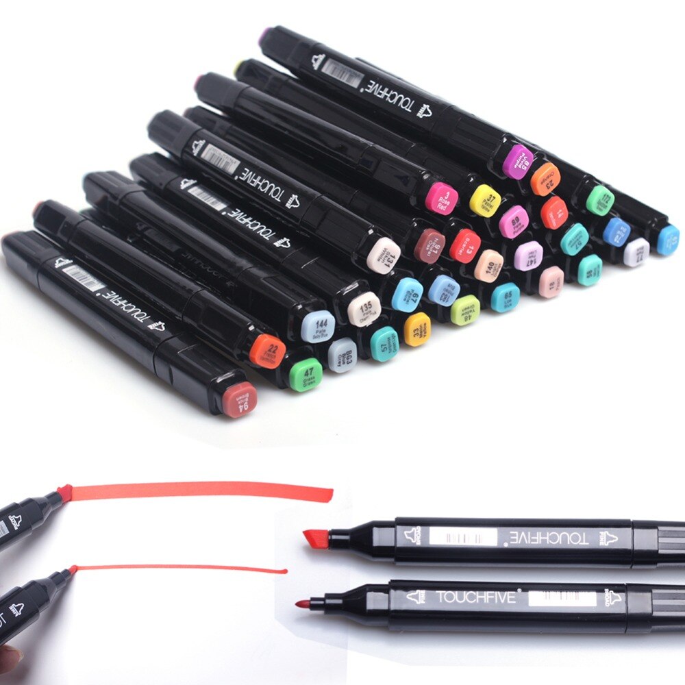 TouchFive Black Body Marker Pen Set Graphic Sketch Art Markers Double Headed Alcohol Based Artist Pen Painting Supplies