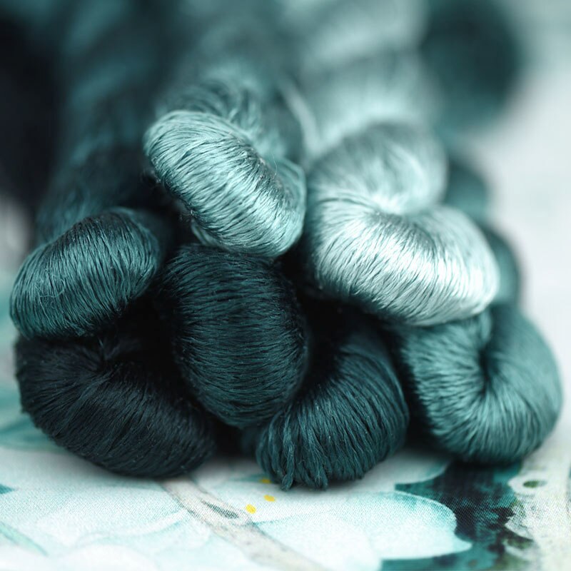 silk embroidery thread / 100% silk thread /hand embroidery embroider cross stitch/mineral green/7 gradient color