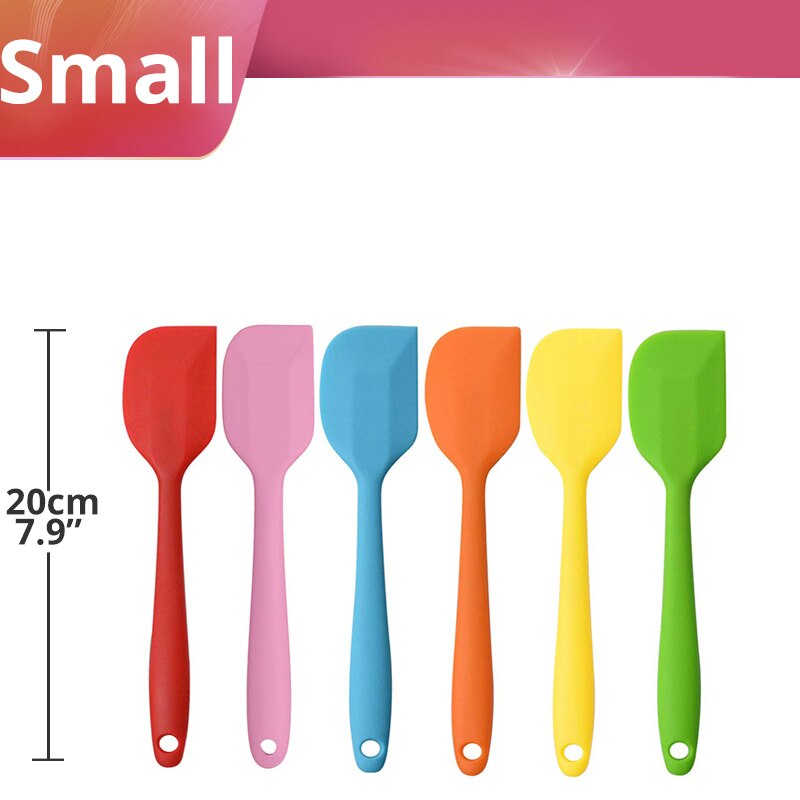 Silikone spatelsæt  of 6,  varmebestandig non-stick fleksibel gummi køkken essentiel gadget premium skraber ske: Lille 20 x 4cm