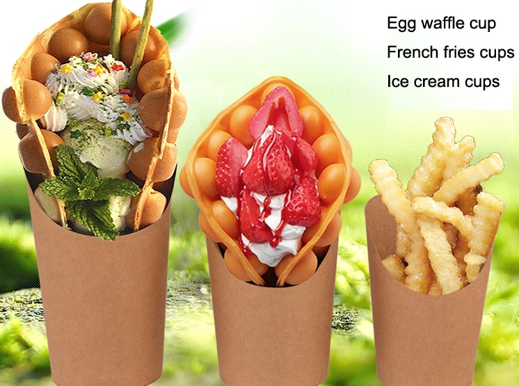 100 stk fransk steg scoop papir kopper originale brune kraftpapir boble vaffel scoop kopper