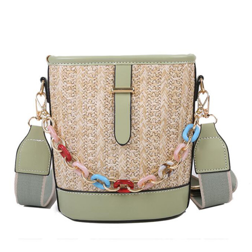 Zomer damestas breien emmer schoudertas casual kleine crossbody tassen chai dames handtassen: Groente