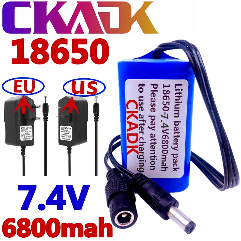 Beschermen 7.4 V 6800 Mah 8.4 V 18650 Li-Ion Batterij Fietsverlichting Hoofd Lamp Speciale Batterij pack Dc 5.5Mm + 8.4V1A Charger