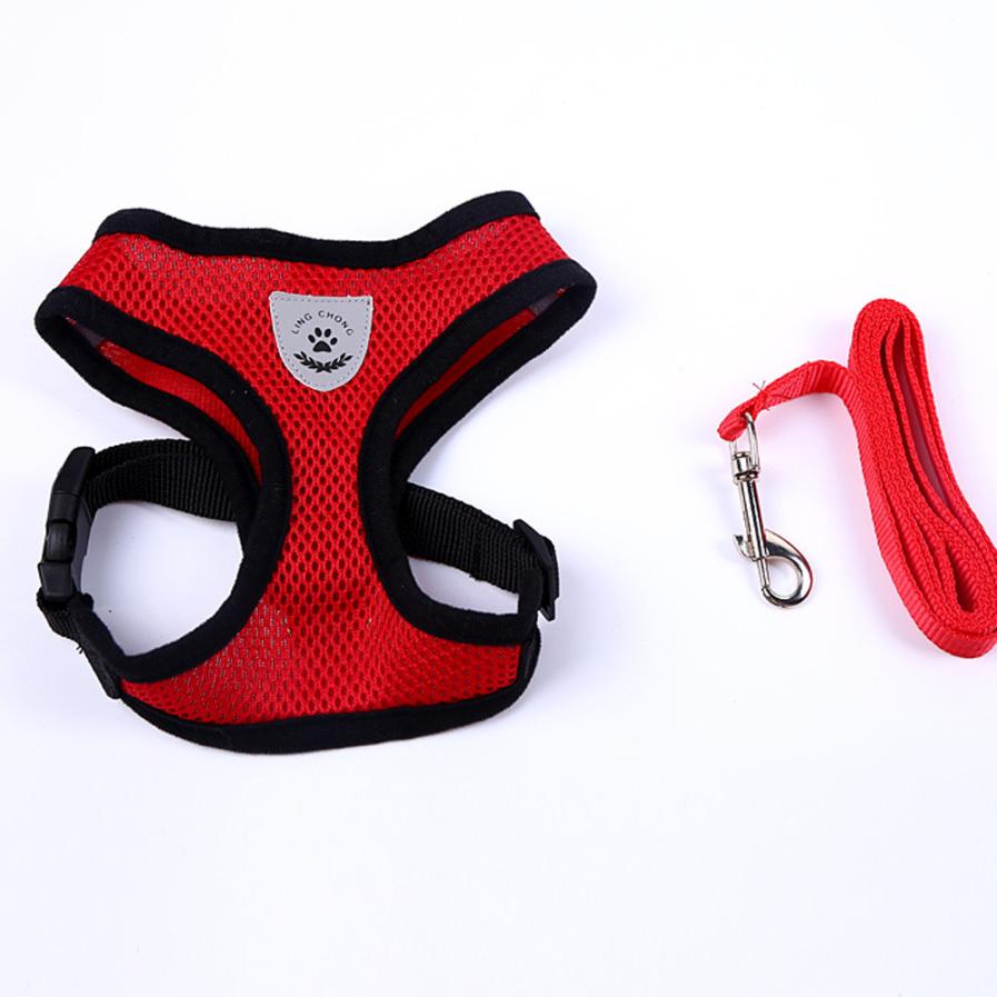 Verstelbare Leng Chong Hond Leidt Borst Bandjes Kleine Huisdier Basic Halter Harnassen houd uw hond & kat veilig en comfortabel: Rood / M