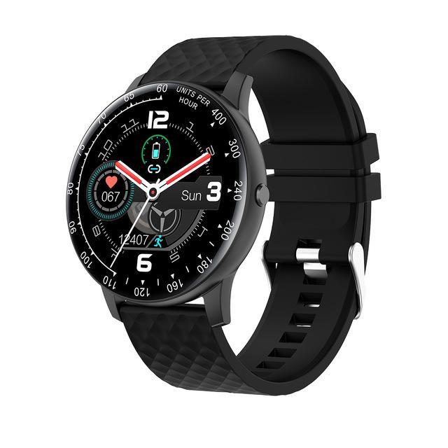 H30 Smart Horloge Mannen Vrouwen Diy Watchface Full Touch Fitness Tracker Hartslag Bloeddruk Smart Klok IP68 Waterdicht Horloge: black