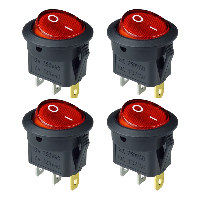 4 stk. 12v/220v led-bryter 16a 12v lys strømbryter bilknapp av/på 3- pinners rund vippebryter kcd 1: Beige / 12v