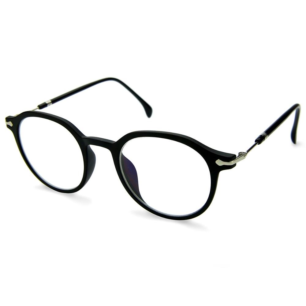 ZENOTTIC-Montura de gafas redondas de acetato Vintage para hombre y mujer, gafas graduadas de de lujo para miopía, óptica Retro: BLACK