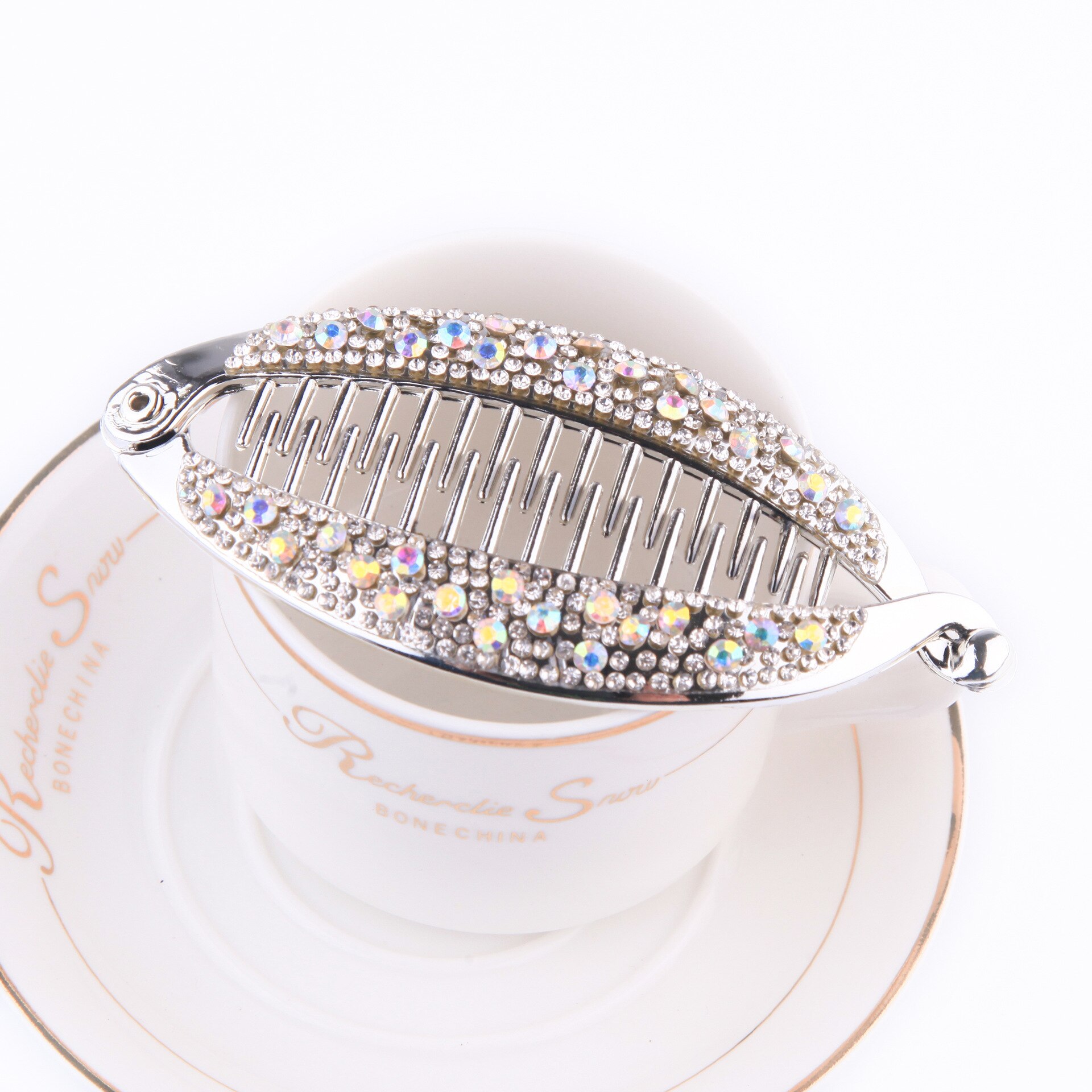 Pince banane pour cheveux épais, naturels, bouclés, Vintage, extensible, multi-styles, peigne, accessoires pour cheveux: Sliver