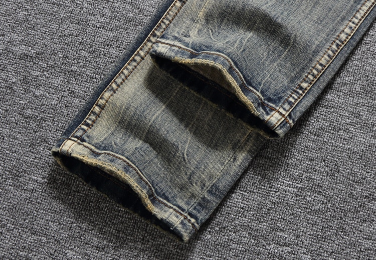 Klassieke vintage merk heren jeans jeans heren casual broek knoop hoog