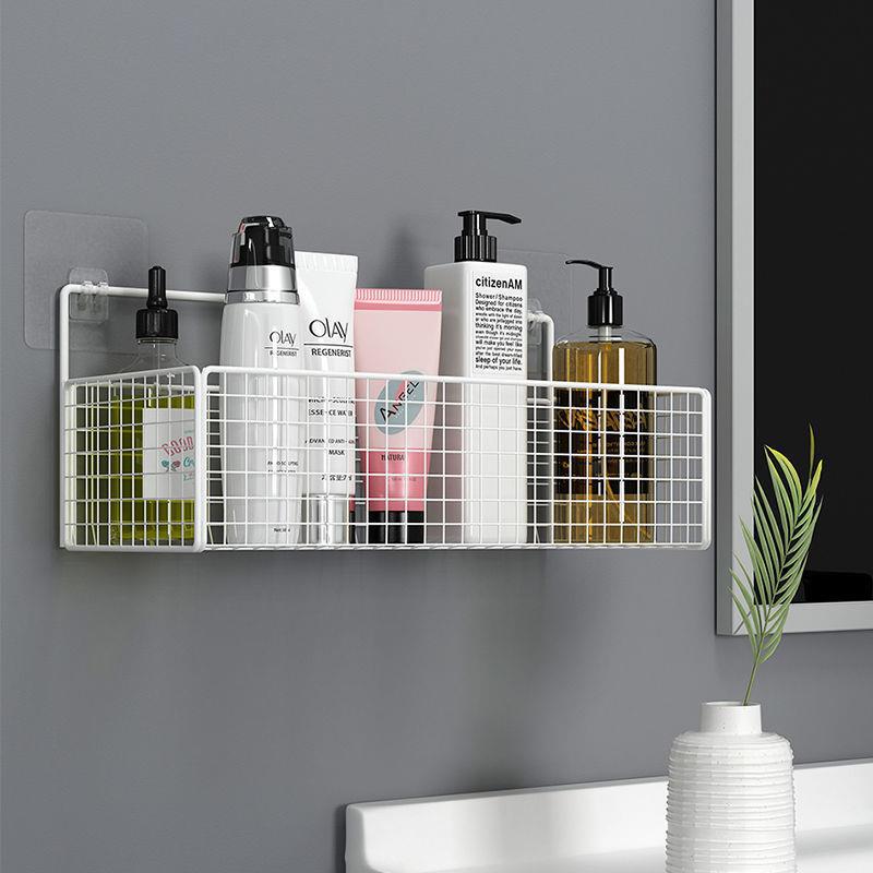 Musta seinään kiinnitettävä kylpyhuone hylly suihku shampooteline wc-tarvikkeet keittiö ilmainen booli mausteiden säilytyskori