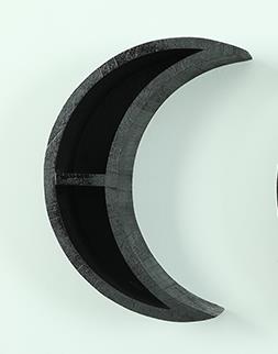 Estante de Luna Triple de madera para decoración de pared, estante de madera de fase lunar, estante de aceite esencial de luna creciente, Estilo bohemio: small moon