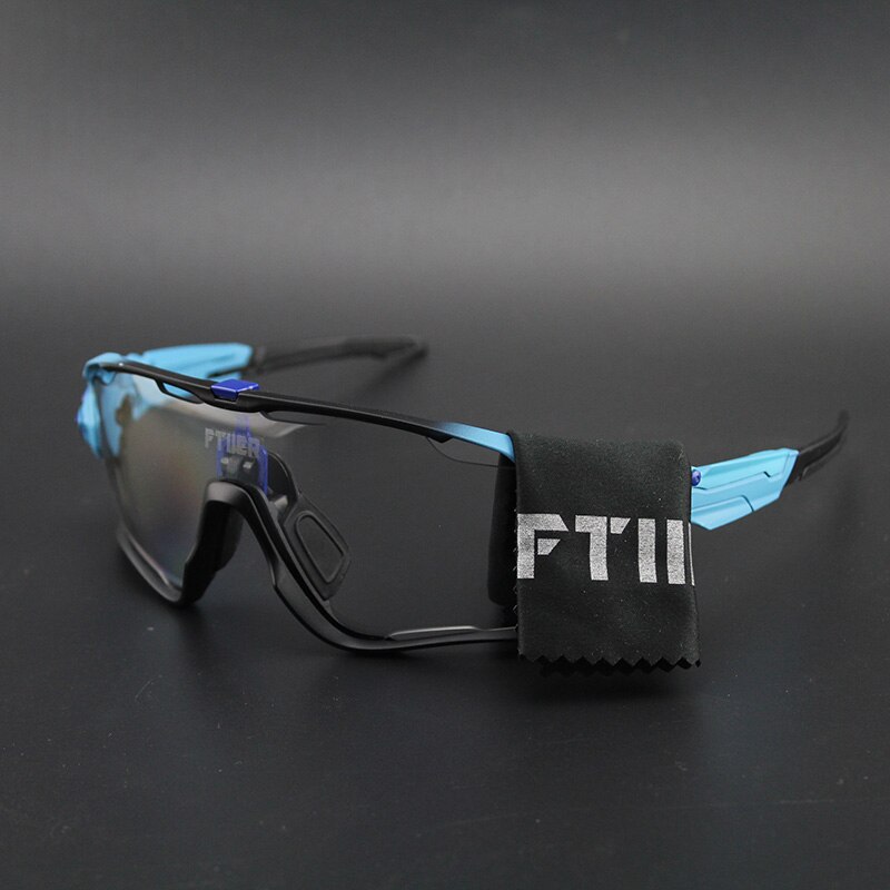 Photochromic Polarized Glasses Cycling Eyewear Bicycle Glass MTB Bike Bicycle Riding Fishing Cycling Sunglasses gafas ciclismo: Gradient blue / Photochromic-1lens