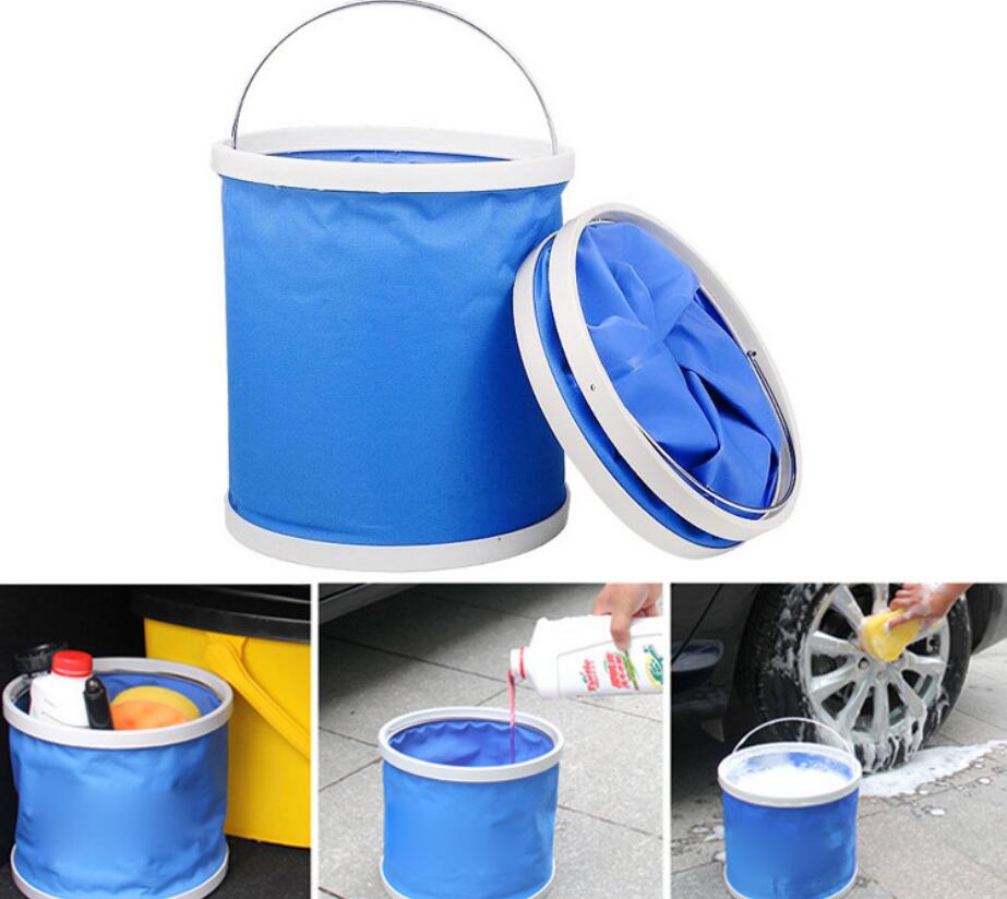 12L Thickened Oxford Folding Water Bucket Outdoor Travel Camping Fishing Bucket Large Capacity Vehicle Cleaning Bucket