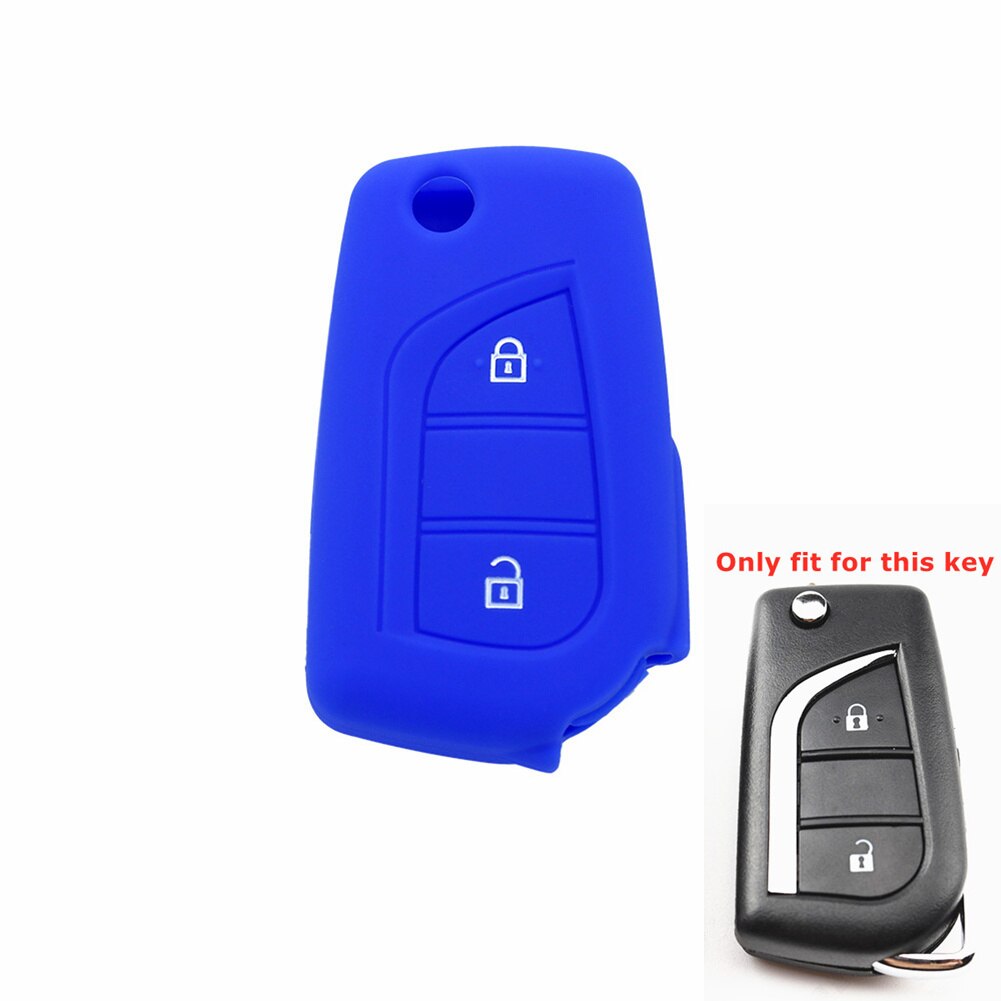 Silikone bil nøgle cover fjernbetjening nøgle skal holder til toyota yaris highlander camry rav 4 aygo til peugeot 108 til citroen  c1: Blå