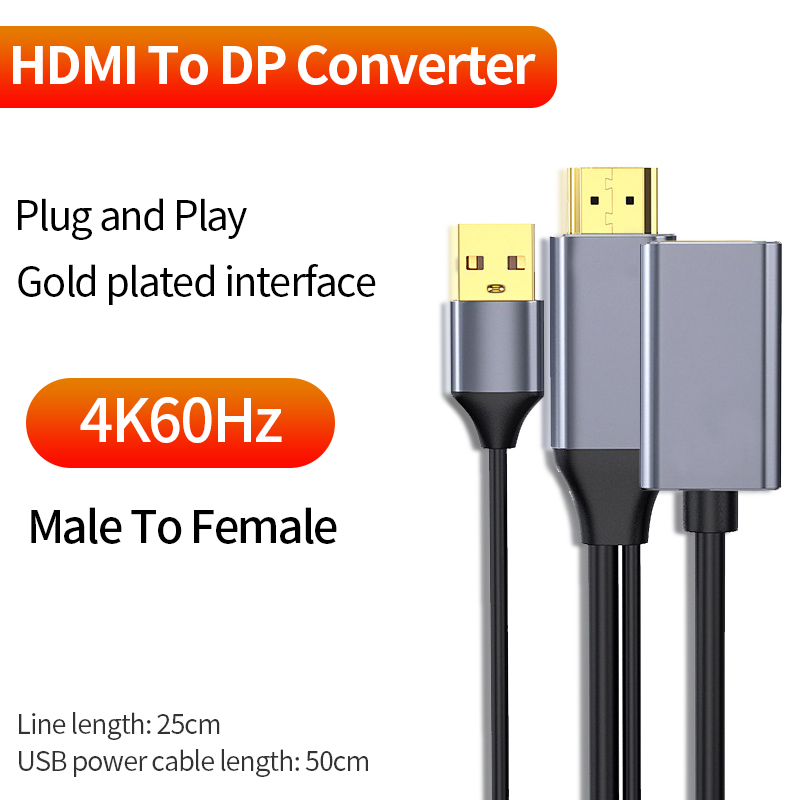 4K 60HZ HDMI-compatible to Displayport Converter Cable HDMI 2.0 to Display Port Adapter Conversion Cable For Laptop PC PS4 XBox: B