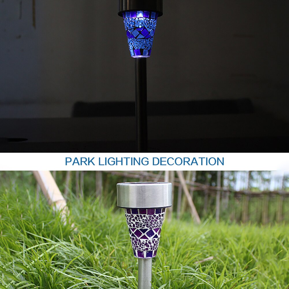 Solar Tuinverlichting Outdoor Decoratieve Mozaïek Glas Pathway Led Solar Landschap Verlichting Voor Gazon Path
