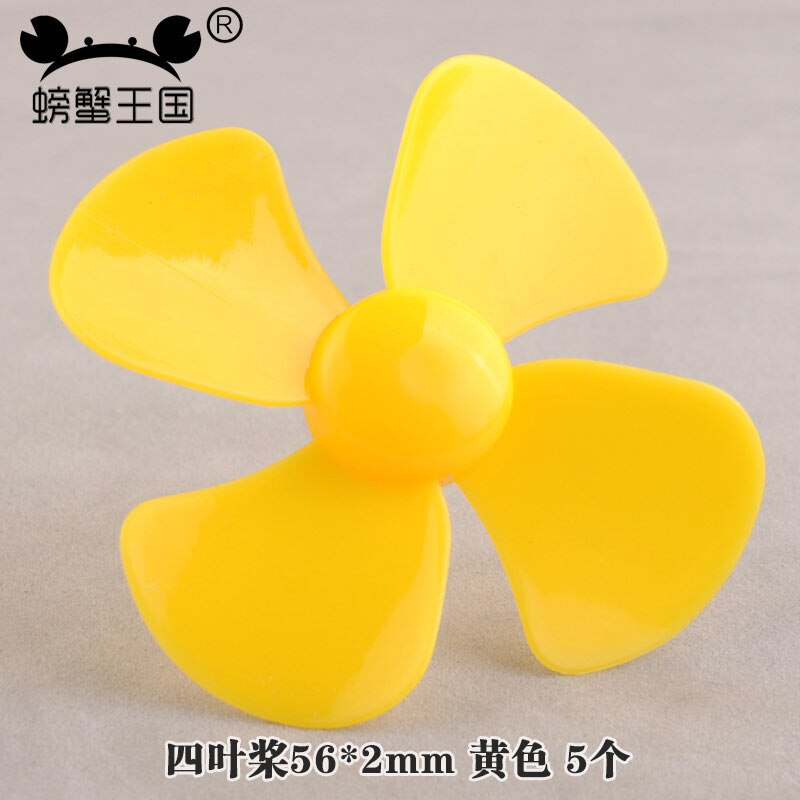 5pcs/lot DIY Toys RC Boat four Blades Paddle plastic Boat Propeller Aircraft model making accessories: yellow 56x2mm