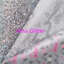 1PCS A4 MAAT 21X29cm Alisa Glitter GREY Glitter Stof, Candy Gedrukt Faux Leer Stof, synthetisch Leer PU voor Bow DIY F02E