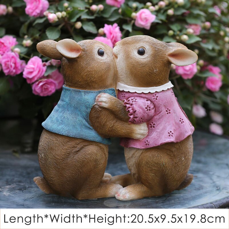 Udendørs haveindretning skulptur mor barn kanin statue simulation egern harpiks dekoration græsplæne have landskab skulptur: H