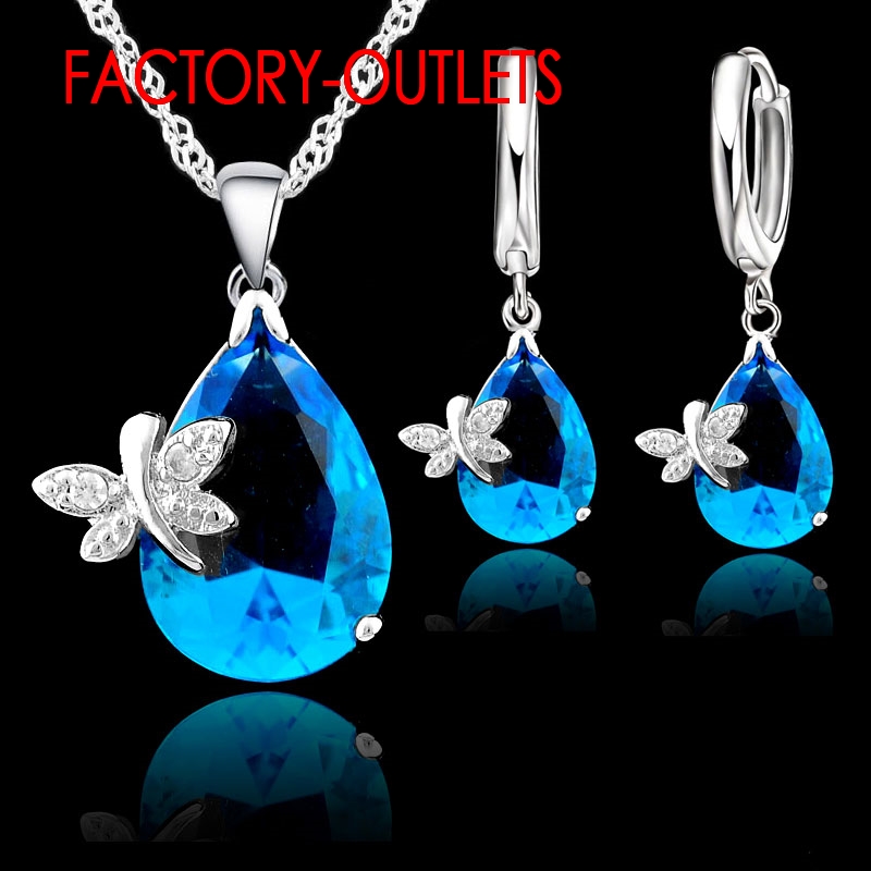 925 Sterling Zilveren Bruids Sieraden Sets Sieraden Leuke Water Shap Cz Vrouwen Meisjes Engagement Anniversary